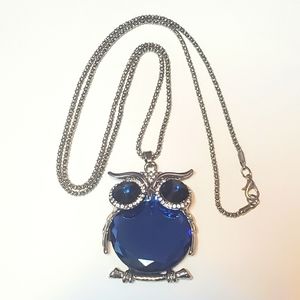 Rhinestone Crystal Owl Necklace